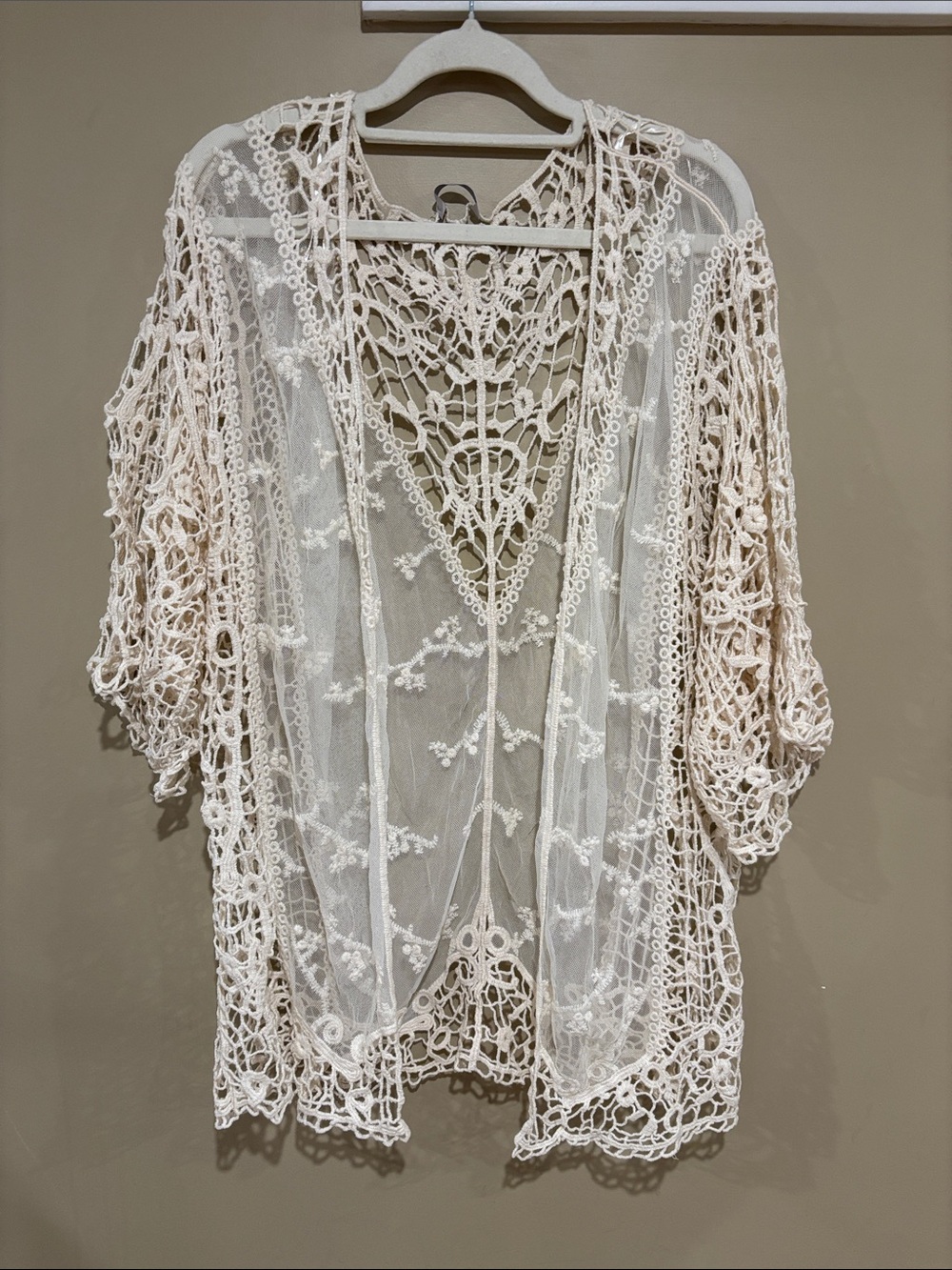 Boho western crochet lace kimono